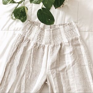 Boho Beige Striped Flowy Pants